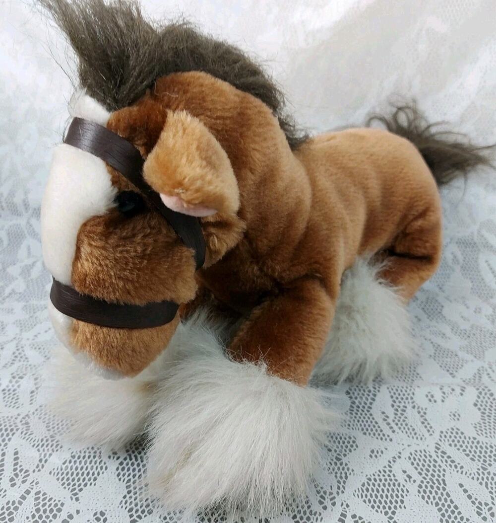 Nanco Horse Pony Plush Brown White Laying Nancy Sales 13" Stuffed 1987 VTG 80s